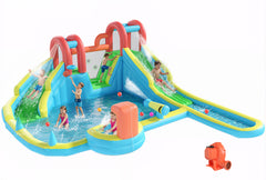 EROMMY Inflatable Water Slide,10 in 1 Double Water Slide Bounce House for Kids 3-12 with Blower, Splash Pool, Water Cannon, Climbing Wall, Basketball Hoop for Kids Indoor Outdoor Backyard