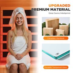 EROMMY 2-Person Full Spectrum Far Infrared Sauna Room with Red Light Therapy