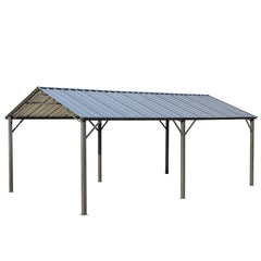 EROMMY 12 x 20 ft Carport with Galvanized Steel Roof - 12' x 20' x 8.6' Multi-Use Shelter, Sturdy Metal Carport for Cars, Boats, and Tractors