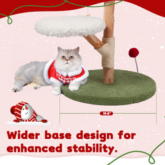 EROMMY Christmas Cat Tree, 37-inch Festive and Everyday Dual-Use Fruitwood Cat Tree, Detachable Design