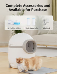EROMMY Automatic Cat Litter Box with Extra Large 60+15L Capacity for Multiple Cats, Anti-Pinch/Odor-Removal Design/APP Control with Trash Bags