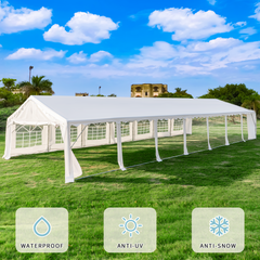 EROMMY 20x50ft Party Tent, Outdoor Wedding Tent, Heavy Duty Large Canopy Carport with Removable Sidewalls, 2 Roll-up Doors, 5 Storage Bags, White