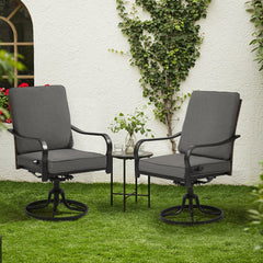 EROMMY Patio Swivel Chairs Set of 2, Heavy Duty Outdoor Dining Chairs with Full Rattan Backrest, All-Weather Swivel Rocker Chair for Lawn, Porch or Garden, Gray