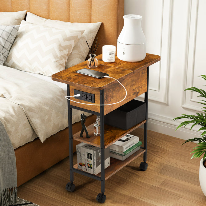 EROMMY Multi-Functional Flip Side Table, 360° Swivel Wheels