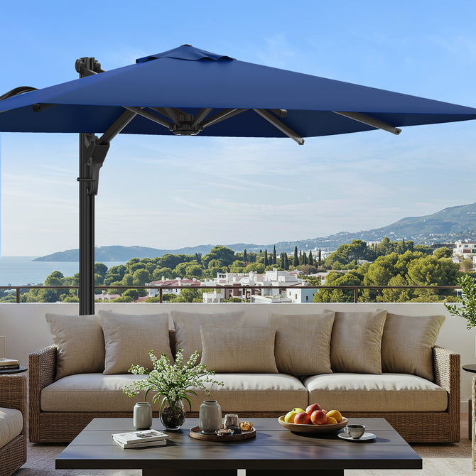 EROMMY 10 x 10 Outdoor Square Offset Umbrella with Sturdy Frame