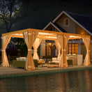 EROMMY 12X20 Adjustable Pergola with Louvers – Wood Grain