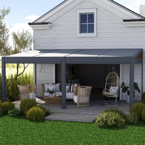 EROMMY 10x20 Wall Mounted Pergola with Louvered Roof