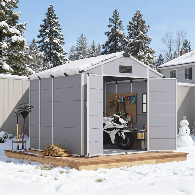 8x8 FT Outdoor Storage Shed, Weather-Resistant Shed with Lockable