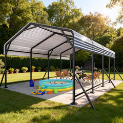 EROMMY 11' x 19' Outdoor Steel Carport with Galvanized Steel Frame and Roof