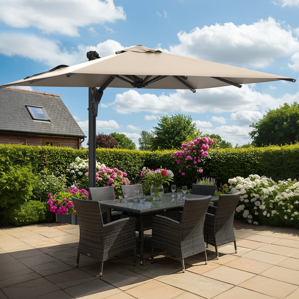 EROMMY 10 x 13 Outdoor Large Offset Umbrella - Beige