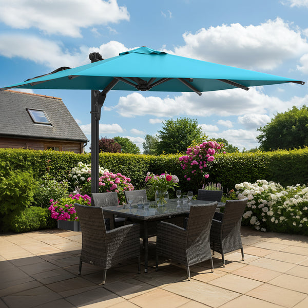 EROMMY 10 x 13 Outdoor Large Offset Umbrella - Blue