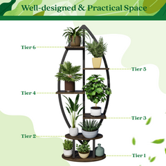 EROMMY 6 Tier Flower Stands for Indoor Plants Multiple, Leaf-Shape Metal Plant Shelf