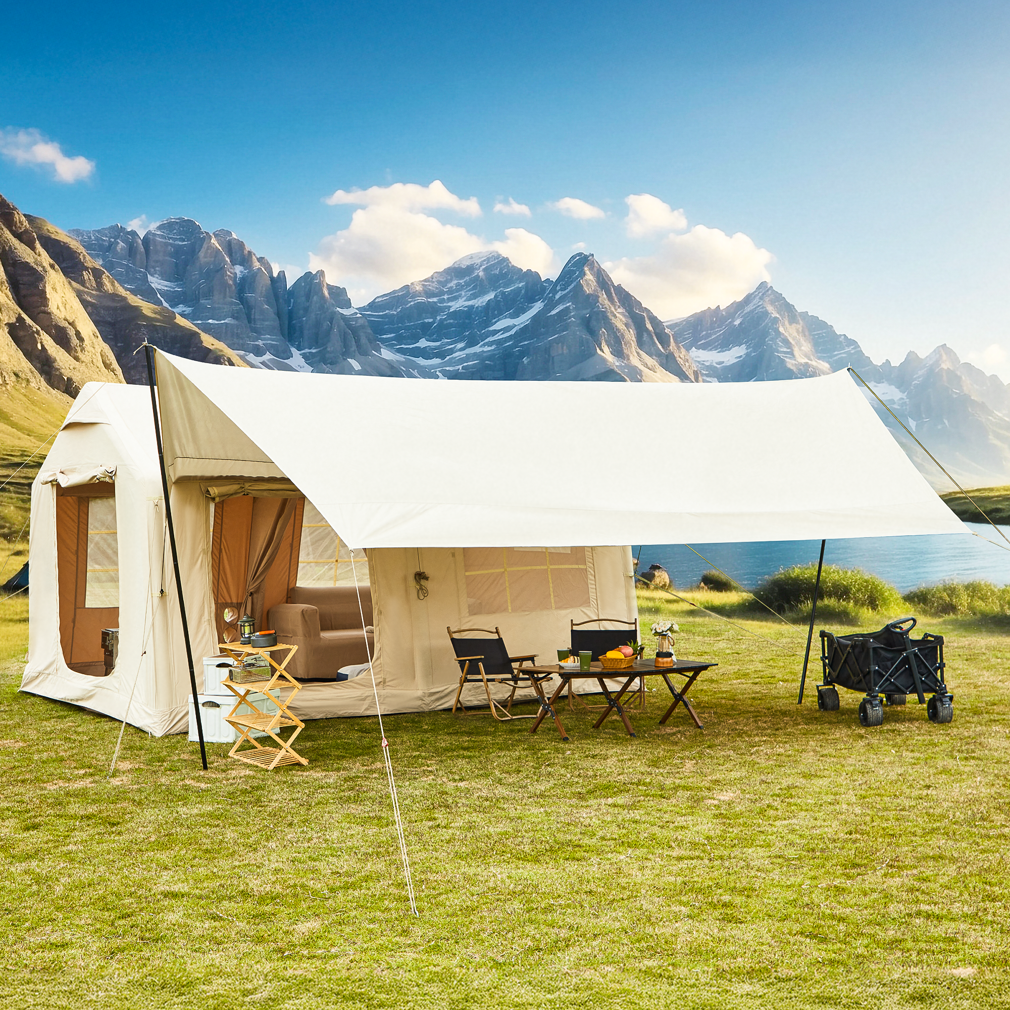 EROMMY 8-12 Person Four Season Large Inflatable Camping Tent – 10x13x8ft