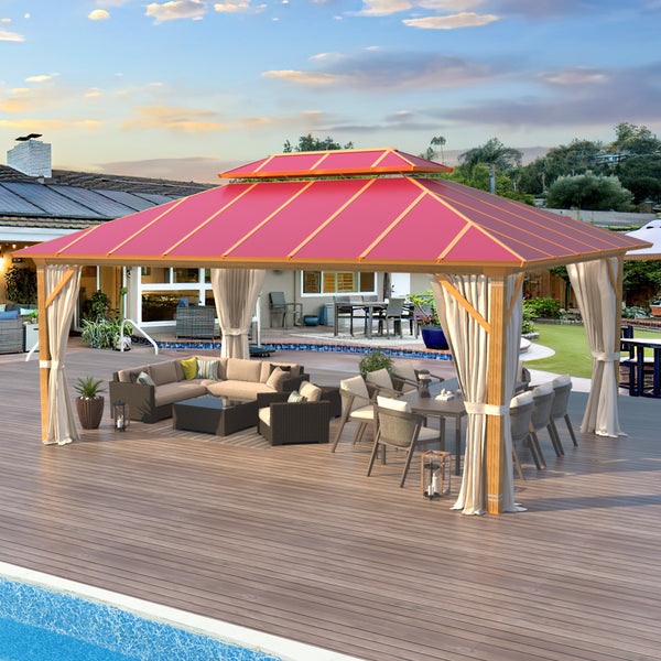 EROMMY 12X16 Waterproof Gazebo with Aluminum Double Roof