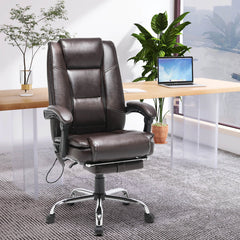 Erommy Heat and Massage Reclining Ergonomic Office Chair with Footrest Brown