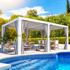 EROMMY 12x24 Pergola with Adjustable Louvered Roof – White