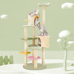 EROMMY Flower Cat Tree Tower, 64 inches Heavy Duty Anti-Scratch Cats Furniture, Multi-Level Cat Condo Activity Center