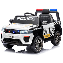 EROMMY Police Car for Kids Ride on, 12V Electric Car Kids Electric Vehicles with Remote Control, Led Lights, Siren, Music, Horns, White