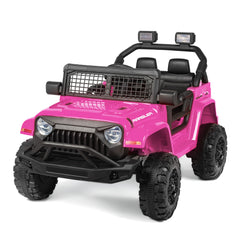 EROMMY Kids Jeep Car, 12V Ride on Electric Vehicles w/Parent Remote Control, 4WD SUV w/Safety Belt, Music and Lights, Pink