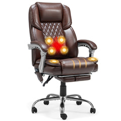 EROMMY Ergonomic Desk Chair with Big and Tall Massage and Heated, Brown