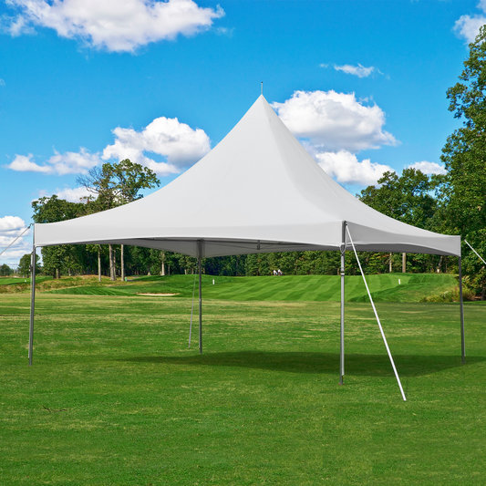 EROMMY 20x20ft Party Tent, Outdoor Wedding Tent, Heavy Duty Peaked Frame Canopy with Fire Retardant PVC Top, 80 Person Capacity, Gazebo Shelter Tent for Event Commercials, White