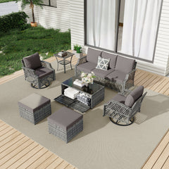 EROMMY 7 Piece Patio Furniture Set, Rattan Outdoor Sectional for Deck Backyard Porch (Gray)