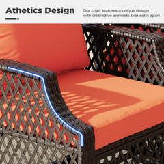 EROMMY 7 Piece Patio Furniture Set, Rattan Outdoor Sectional for Deck Backyard Porch (Orange)