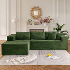 EROMMY 106 inch Cloud Sectional Couch with Chaise Lounge for Living Room Bedroom Apartment, Corduroy Fabric, Green
