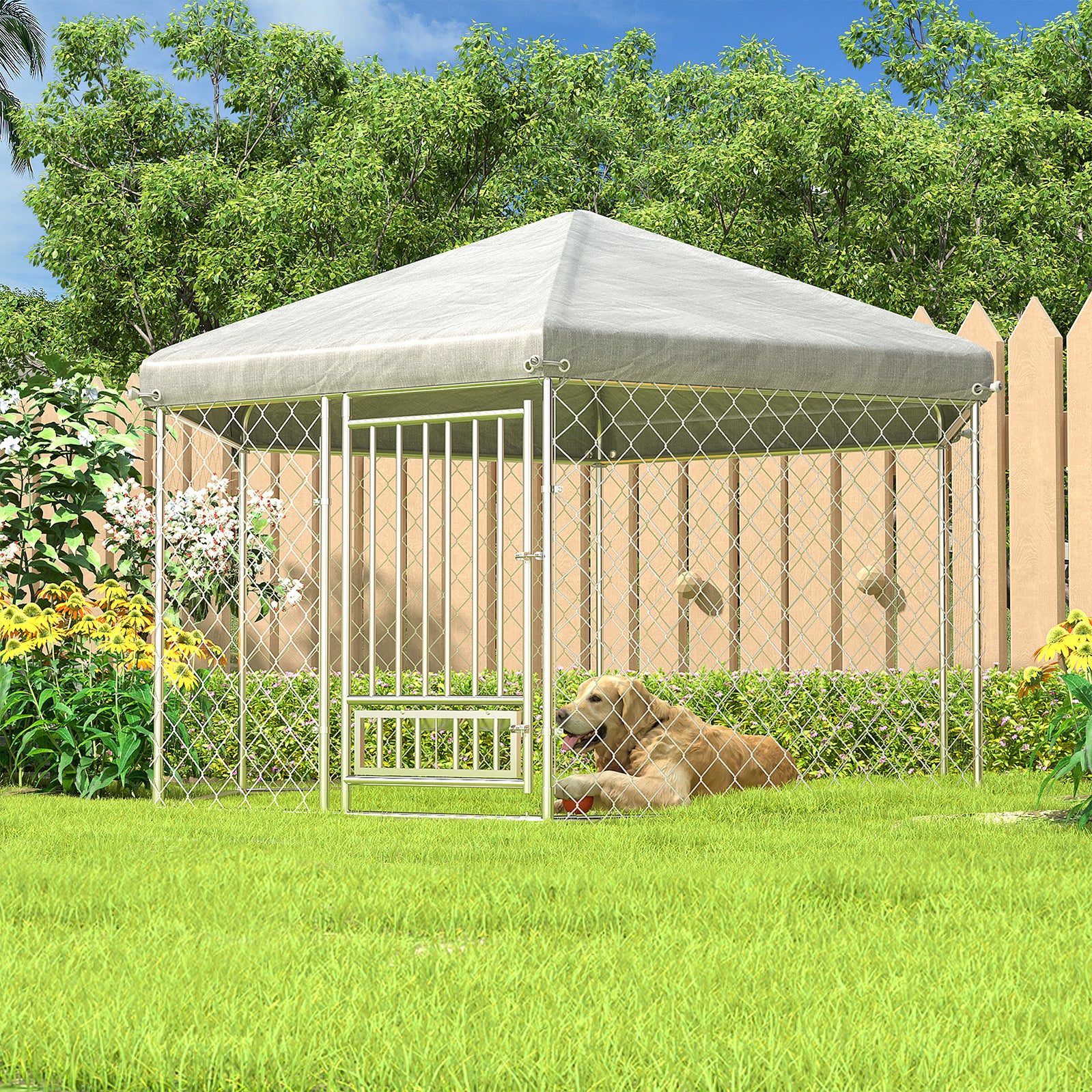 EROMMY 6 x 9 Large Outdoor Dog Kennel Hexagonal Design with Roof