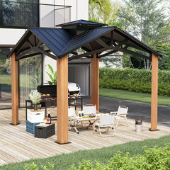 EROMMY 12 x 12 FT Modern Gazebo with Double Roof and Enhanced Drainage System, Built for Harsh Weather