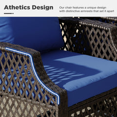 EROMMY 3 Piece Outdoor Swivel Chair Set, Patio Furniture Conversation Set for Deck, Yard, Garden, Poolside(Navy Blue)