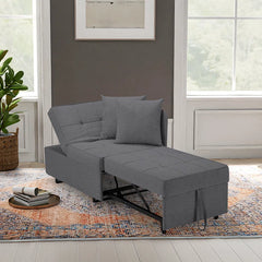 EROMMY 3-in-1 Sleeper Sofa Chair Bed , 5-position Adjustable Backrest Pull Out Sofa Bed With Faux Linen Sofa Fabric, Fold Out Chair Bed,Dark Gray