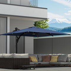 EROMMY 10x10ft Large Rectangular Cantilever Umbrella with 360° Rotation & 6 Adjustable Heights, Outdoor Patio Umbrella for Garden, Pool, Deck, Navy