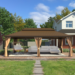 EROMMY 14X24 Hardtop Grill Gazebo with Netting and Sides