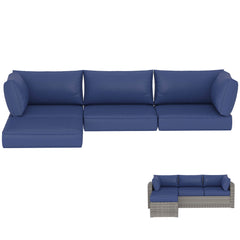 EROMMY 9-Piece Outdoor Sectional Cushions for 4-Seat Sofa, Waterproof Deep Seat w/ Non-Slip & Machine Washable Covers, Navy Blue