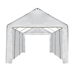 EROMMY 10 x 20 ft Carport Replacement Canopy Cover Side Wall with Zipper Door,Garage Tent Shelter ,White (Top and Frame Not Included)