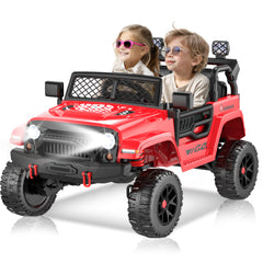 EROMMY 2 Seater Ride on Truck Car 24V Kids Electric Vehicles w/Parent Remote Control, 4WD Toddlers Toy Car w/Safety Belt,Forward and Reverse,Battery Powered Truck for Big Kids Boys Girls Aged 3-8-Red