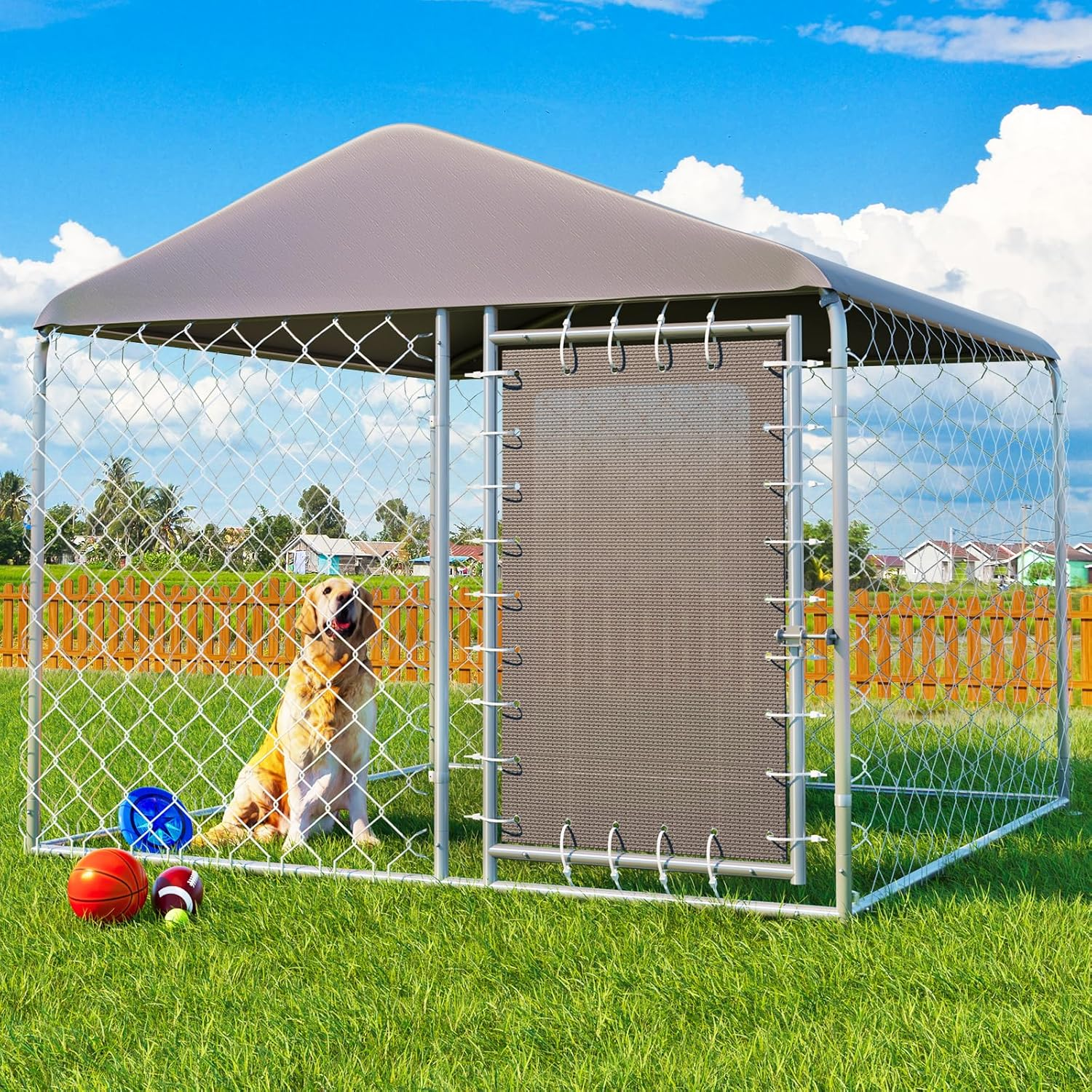 EROMMY 6 x 6 Outdoor Dog Kennel Heavy Duty with Roof