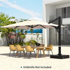 EROMMY 35.5" Patio Square Umbrella Base with Wheels, Heavy Duty Stand for Large Offset & Cantilever Umbrellas, Holds Up to 440 lbs with Water, Perfect for Outdoor Use