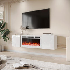 white fireplace tv stand