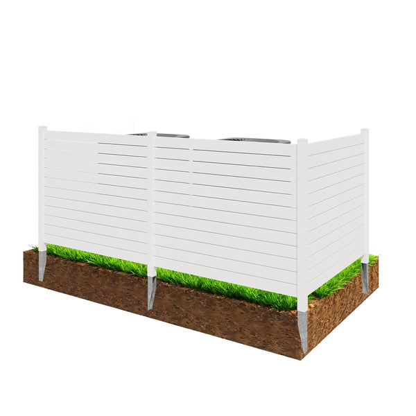 EROMMY Outdoor Privacy Fence, 48in H x 48in W Air Conditioner Fence,No Dig Trash Can Fence, 3 Fence Panels Pool Equipment Enclosure, Horizontal PVC Privacy Screen with 18 in...