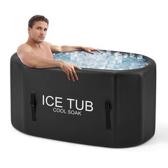 EROMMY 120 Gal Ice Bath, Large Portable Cold Plunge Tub with Cover, Oval Inflatable Bath Tub Suitable for Athletes,for Home and Outdoors, Black