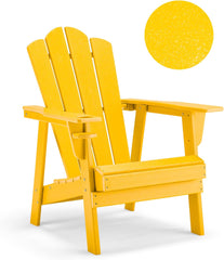 EROMMY Adirondack Chair - Durable HDPE Poly Lumber All-Weather Resistant, Oversized Balcony Porch Patio Outdoor Chair for Garden, Yellow