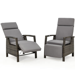 EROMMY Outdoor Recliner Chair Set of 2, up to 150°with Removable Cushion, Grey