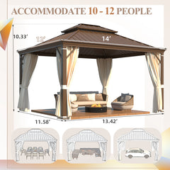 EROMMY 12' x 16' Hardtop Gazebo with Aluminum Frame, Dark Gray