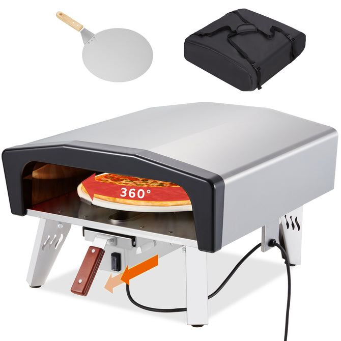 EROMMY 20 inches Auto-Rotating Pizza Oven with Folding Design, 360