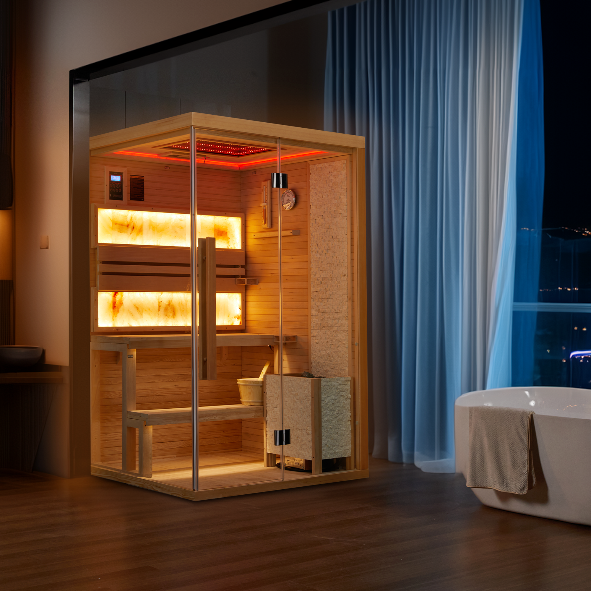 EROMMY 2 Person Steam Sauna with Abysm Light, 7-Color Therapeutic Lamp