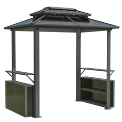 EROMMY 8x6 Polycarbonate Grill Shelter with Two Side Bars