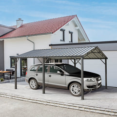 EROMMY Metal Carport 10'x16' Heavy Duty, Multi-Use with Powder-Coated Steel Roof and Frame, Outdoor Carport Canopy
