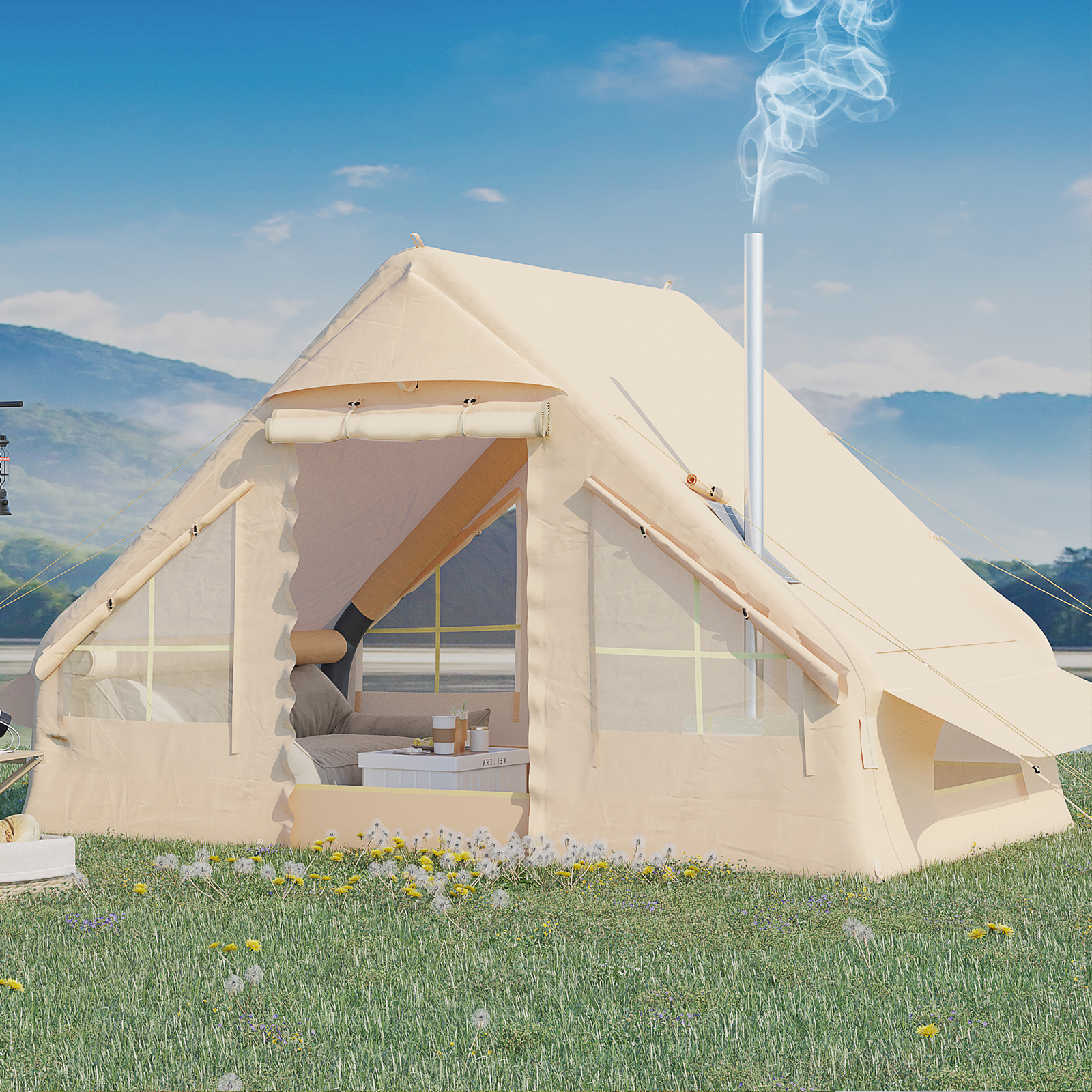 EROMMY 4 Person Oxford Inflatable Camping House – 6.8x9.8x6.5ft